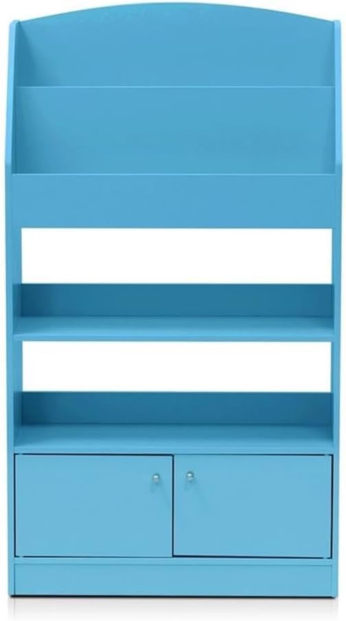 Furinno LOVA Book Shelf, Magazine Bookshelf, Bookcase with Storage Cabinet, 9.4 x 24.6 x 43.3, for Living Room, Bedroom, Home Office, Light Blue
