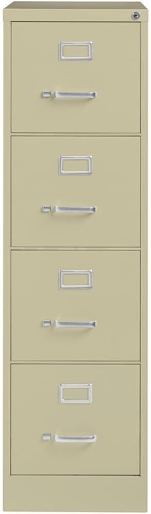 CommClad Metal 4-Drawer Vertical Filing Cabinet, Putty Finish, Letter-Size, Lockable Office Storage, Smooth Ball-Bearing Suspension, 52" H x 15" W x 22" D, Durable Home or Office File Organization