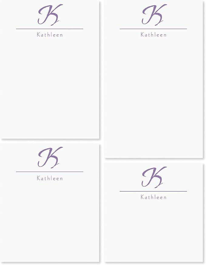 Current Inspirational Initial Personalized Notepad Set – Set of 4, 100-Sheet Pads, Multiple Sizes, Great for Shopping Lists, Grocery Lists and Personalized Gifts
