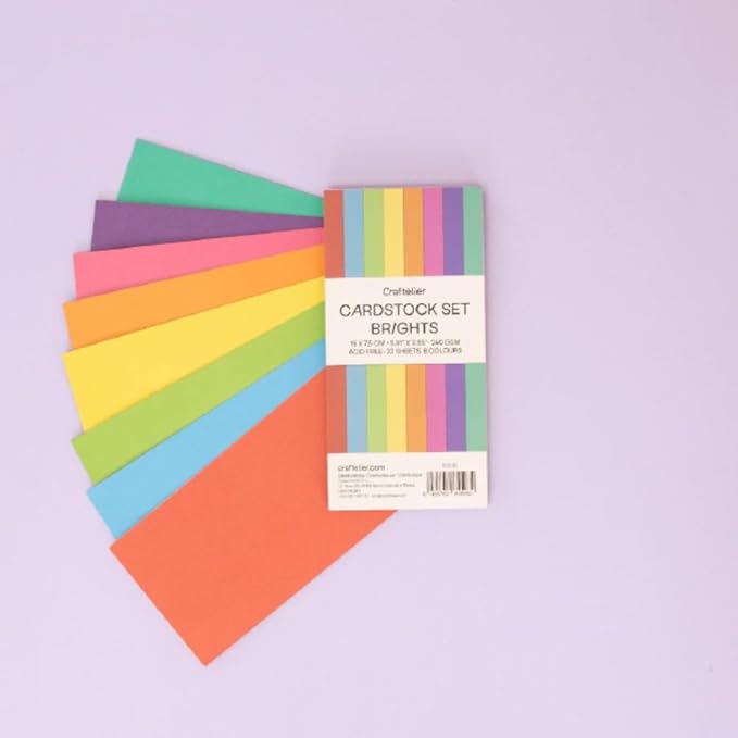 Craftelier - Brights Cardstock | Pack of Colored Cardstock | Colored Paper for Crafts, Scrapbooking, DIY Projects | 32 Sheets, Double-Sided, 5.91" x 2.95", 8.47oz