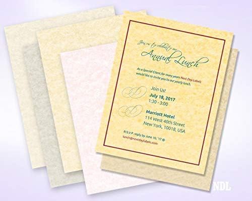 NextDayLabels - Pack of 50 Sheets - 8-1/2" x 11" - Letter Size - 65 lb. Parchment Cover Card Stock, Made in The USA (Champagne)