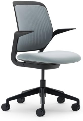 Steelcase Cobi Chair: Fixed Arms - Standard Carpet Casters - Cogent Nickel Fabric