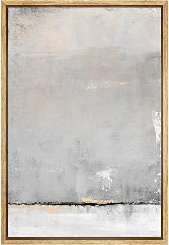 SIGNWIN Framed Canvas Print Wall Art Gray Tan Pastel Watercolor Landscape Abstract Shapes Illustrations Modern Art Decorative Contemporary Chic for Living Room, Bedroom, Office - 16"x24" Natural