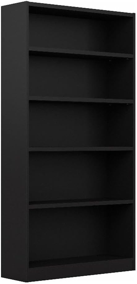 Bush Home Universal Tall 5 Shelf Bookcase in Black, Vertical Storage and Display Bookshelf for Home Office or Living Room Organization