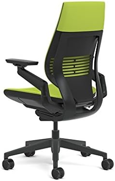 Steelcase Gesture Office Chair - Cogent: Connect Wasabi Fabric, Low Seat Height, Wrapped Back, Dark on Dark Frame, Lumbar Support