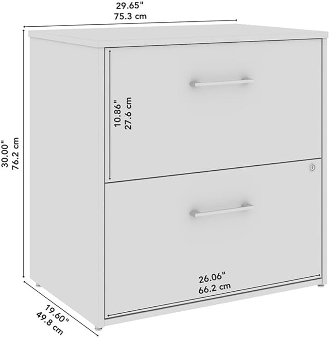 Bush Business Furniture Hustle 2 Drawer Lateral File Cabinet in White, Document Storage Chest for Home and Professional Office