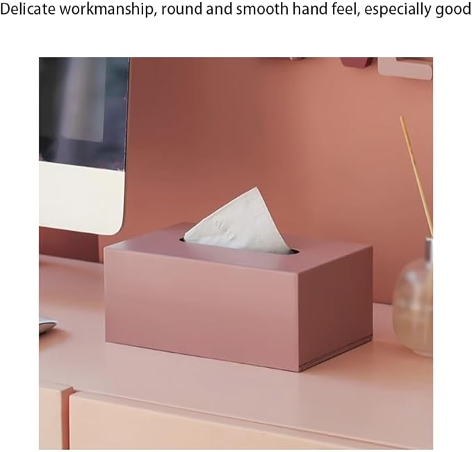 Stylish Tissue Box Light Metal Tissue Box and High-end Tissue Box Rectangular Tissue Holder for Vanity Bathroom Kitchen Office Home Decor Modern Tissue Box (Color : Gray) (Pink)