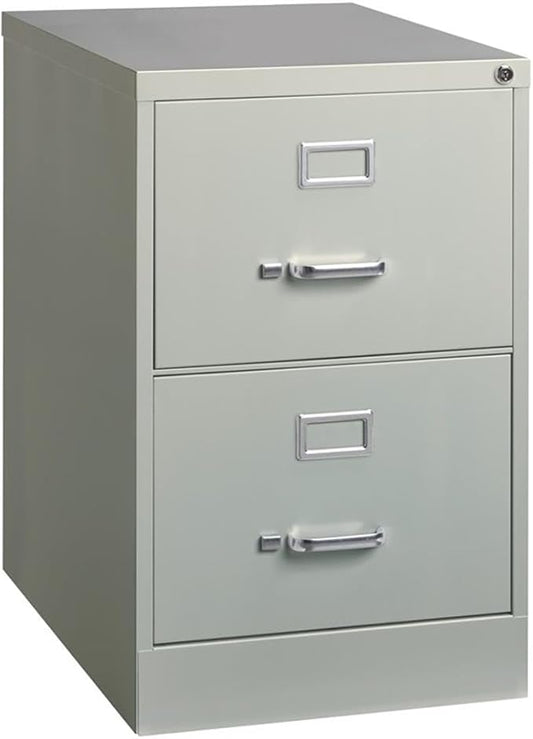 Cooper 25" 2-Drawer Metal Vertical File Cabinet, Gray Finish, Legal Width, Commercial Grade Steel Construction, Locking Storage, Ball-Bearing Slides, Office Filing Cabinet for Business or Home