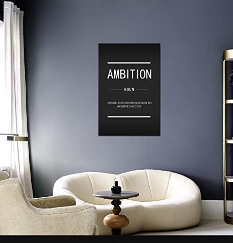Ambition Noun Inspirational Entrepreneur Quote Inspirational Painting Poster Canvas Wall Art Print Artwork Office Gym Decoration Holiday Gift Frame Stretch Ready to Hang[24''W x 36''H]