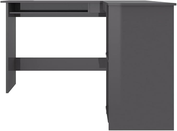 L-Shaped Corner Desk with 2 Open Shelves,Modern Writing Computer Desk, Home Office Desk Writing Study Table PC Desk Workstation, High Gloss Gray 47.2"x55.1"x29.5" Engineered Wood(C)