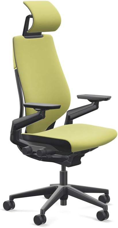 Steelcase Gesture Office Desk Chair with Headrest Cogent Connect Wasabi 5S23 Fabric Low Black Frame
