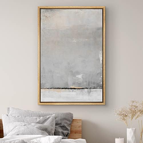 SIGNWIN Framed Canvas Print Wall Art Gray Tan Pastel Watercolor Landscape Abstract Shapes Illustrations Modern Art Decorative Contemporary Chic for Living Room, Bedroom, Office - 16"x24" Natural