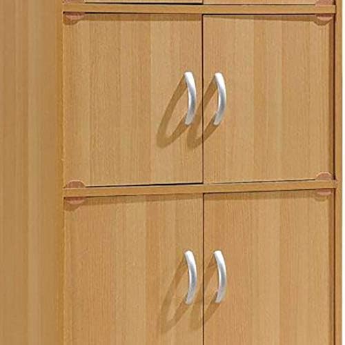 Hodedah 4-Shelf, 8-Door Bookcase Cabinet in Beech
