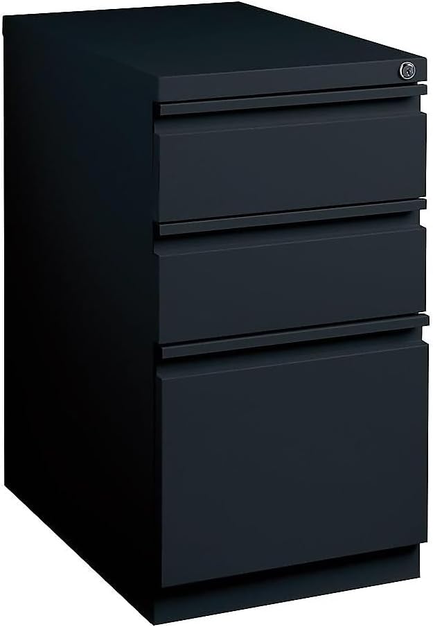 STAPLES 3-Drawer Vertical File Cabinet, Letter Size Documents, Lockable & Mobile, 23" D x 15" W x 27.75" H, Black
