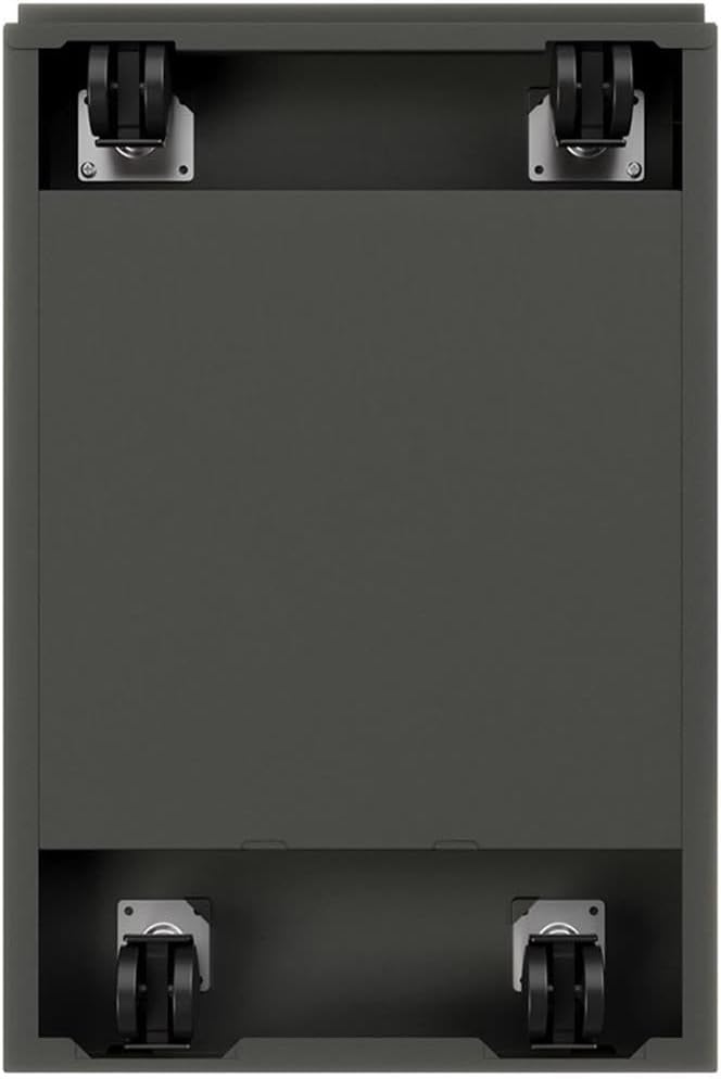 Bowery Hill Mobile Pedestal Filing Cabinet, 20"D, Steel, Charcoal Finish, 2-Drawer File/File Configuration, Hidden Casters, Lockable, Full Extension Drawers, Letter-Size Hanging Files, Office Storage