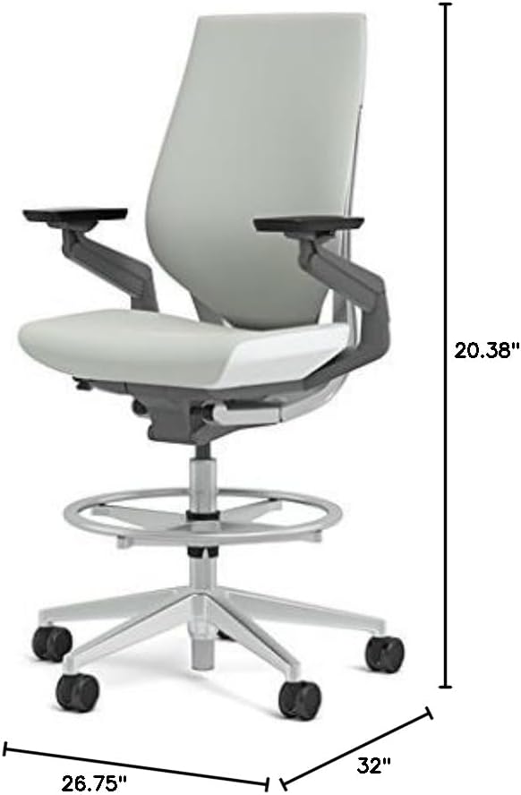 Steelcase Gesture 442 Stool Chair - Cogent: Connect Nickel Fabric, Wrapped Back, Light on Light Frame