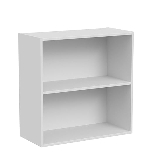 Kings Brand Furniture White Wood 2-Tier Shelf Bookcase Storage Organizer