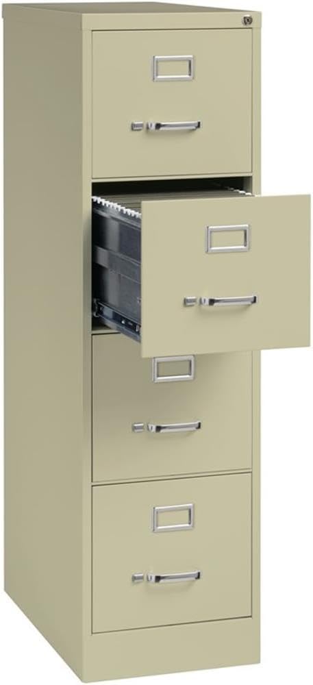 Pemberly Row Set of 3 4-Drawer Letter Width Vertical File Cabinet in Putty/Beige
