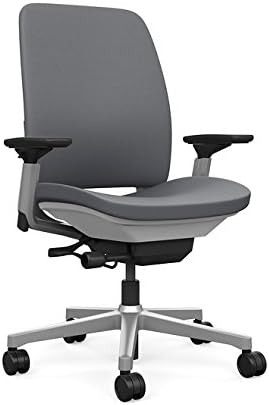 Steelcase Amia Task Chair: Platinum Frame/Base - 4 Way Adjustable Arms - Standard Carpet Casters