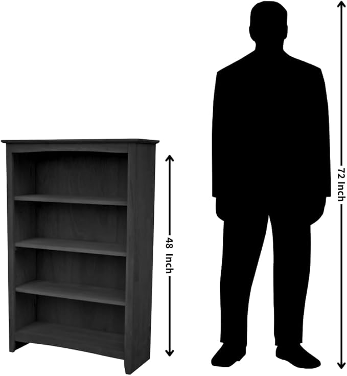 International Concepts Shaker Bookcase, 48-Inch High, Solid Parawood, Unfinished