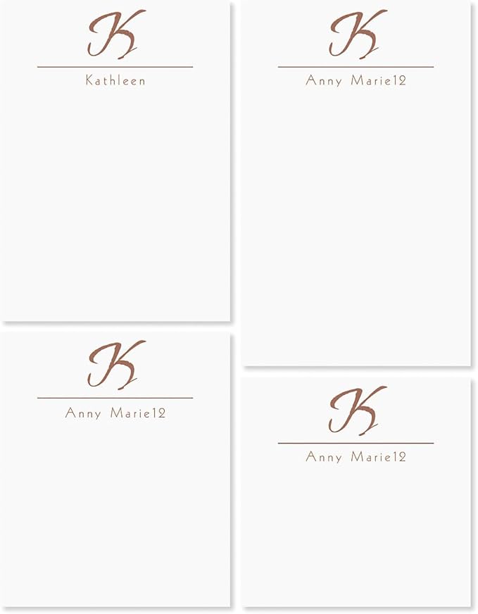 Current Inspirational Initial Personalized Notepad Set – Set of 4, 100-Sheet Pads, Multiple Sizes, Great for Shopping Lists, Grocery Lists and Personalized Gifts