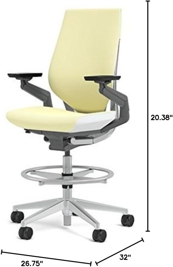 Steelcase Gesture 442 Stool Chair - Cogent: Connect Coconut Fabric, Wrapped Back, Light on Light Frame