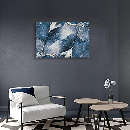 Wall Art Canvas Abstract Art Paintings Blue Circle Graffiti on White Background Modern Artwork Decor for Living Room Bedroom Kitchen 36x24in