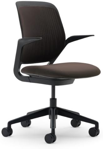 Steelcase Cobi Chair: Fixed Arms - Standard Carpet Casters - Cogent Root Beer Fabric