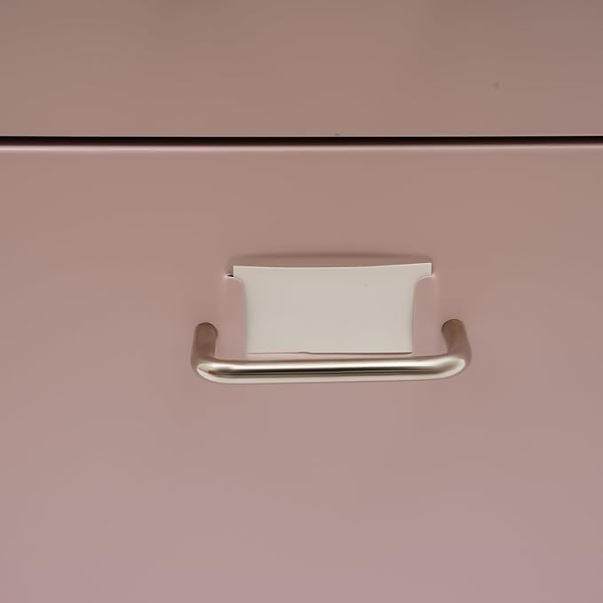 3 Drawer Metal Storage Cabinet, Filing Cabinets for Home Office, Rolling Narrow File Cabinet, Literature Organizer, Home Printer Stands, Mobile File Cabinet w/ Lock for Office, Study, Dresser (Pink)