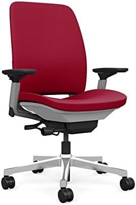 Steelcase Amia Task Chair: Platinum Frame/Polished Aluminum Base - 4 Way Adjustable Arms - Hard Floor Casters