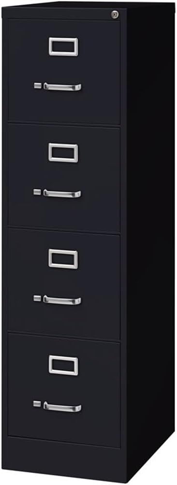 Pemberly Row Set of 6 Metal 4-Drawer Letter Width Vertical File Cabinet in Black