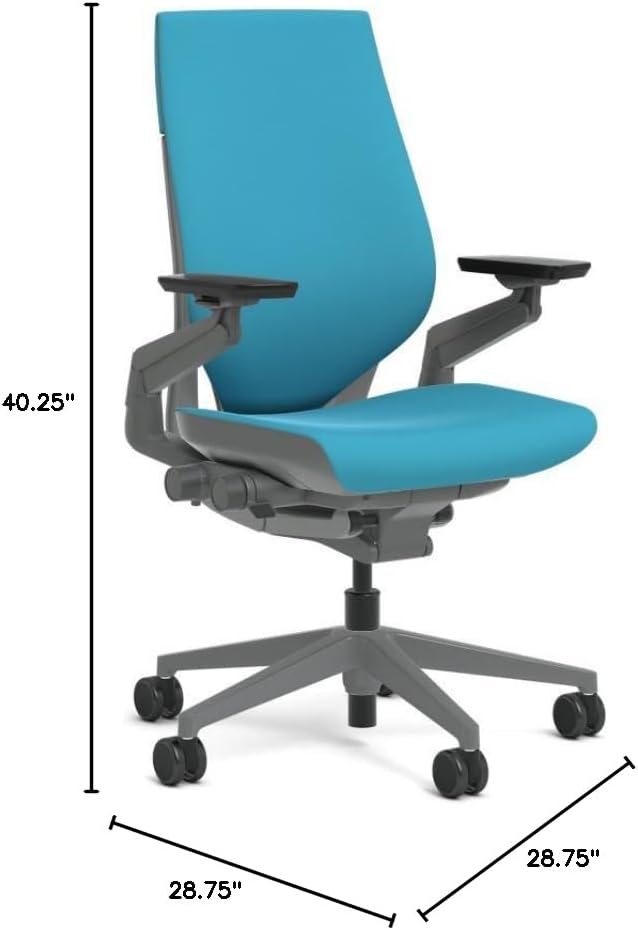 Steelcase Gesture Task Chair: Wrapped Back - Sterling Dark Solid Frame/Base/Merle Accent - Roll Control Hard Floor Casters