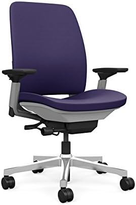 Steelcase Amia Task Chair: Platinum Frame/Polished Aluminum Base - 4 Way Adjustable Arms - Hard Floor Casters