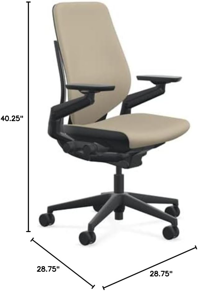Steelcase Gesture Office Chair - Cogent: Connect Malt Fabric, Medium Seat Height, Shell Back, Black on Black Frame, Lumbar Support, and Hard Floor Casters