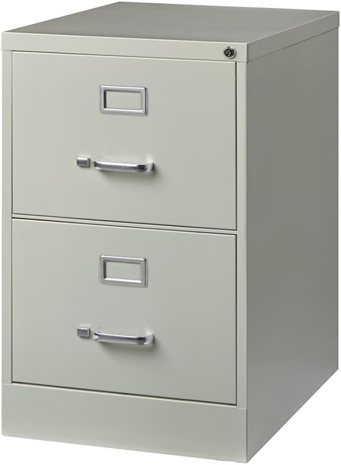 Cooper 25" 2-Drawer Metal Vertical File Cabinet, Gray Finish, Legal Width, Commercial Grade Steel Construction, Locking Storage, Ball-Bearing Slides, Office Filing Cabinet for Business or Home