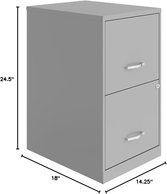 Scranton & Co Set of 2 18" D 2-Drawers Metal File Cabinet in Arctic Silver
