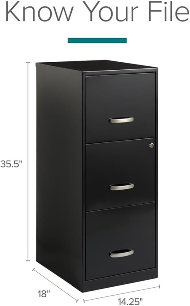 Office Designs Cooper 3 Drawer Letter File Cabinet in Black