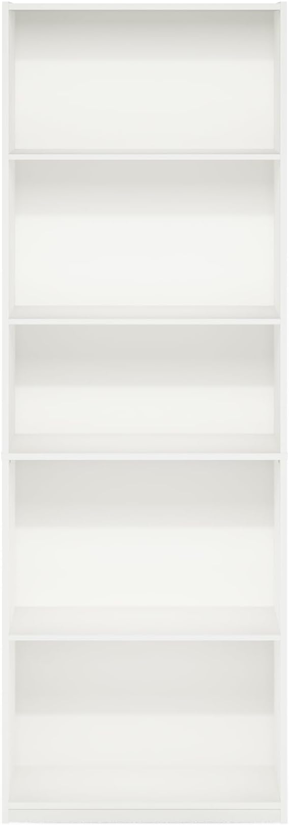 Furinno GEHRY Book Shelf, 5-Tier Bookshelf with Open Shelf, Standing Bookcase with Adjustable Shelves, 11.6 x 24.8 x 71.4, for Living Room, Bedroom, Home Office, White