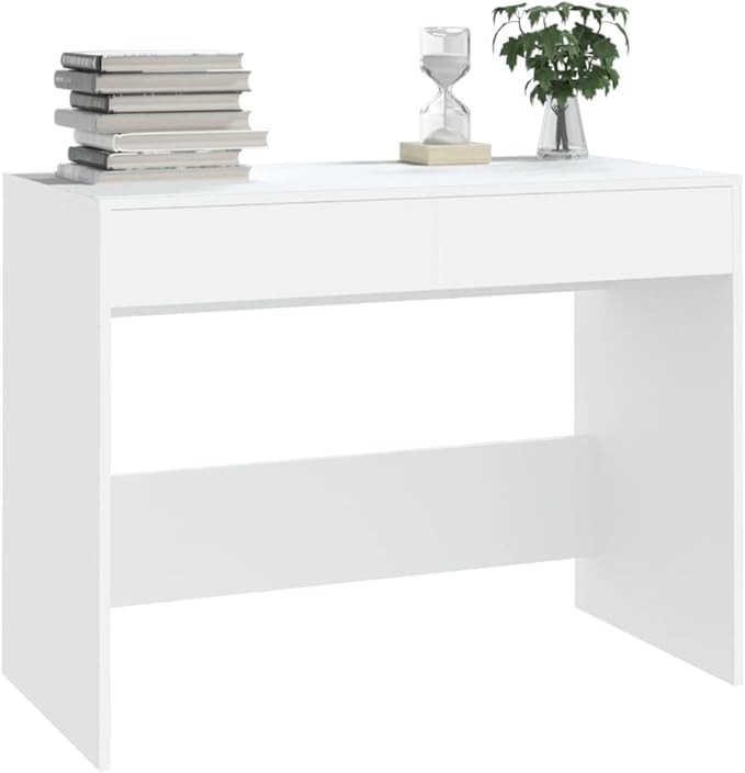 Modern Writing Computer Desk, Home Office Desk Writing Study Table PC Desk Workstation for Bedroom, White 39.8"x19.7"x30.1" Engineered Wood(L)