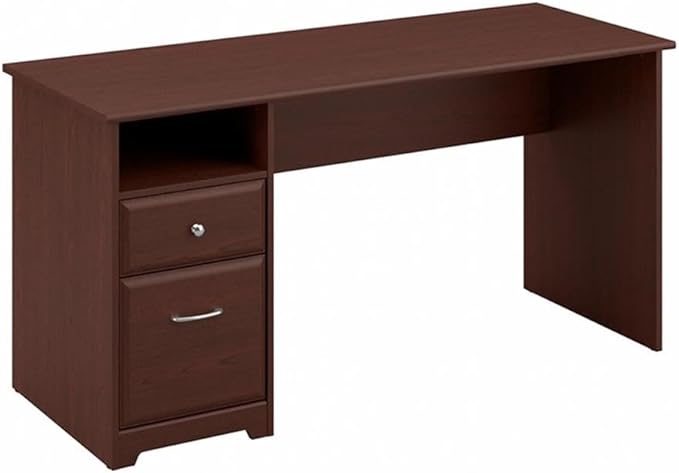 Bush Home Cabot 60W Computer Desk with Drawers in Harvest Cherry, Workstation and File Storage, Desktop with Organization Solution for Home Office