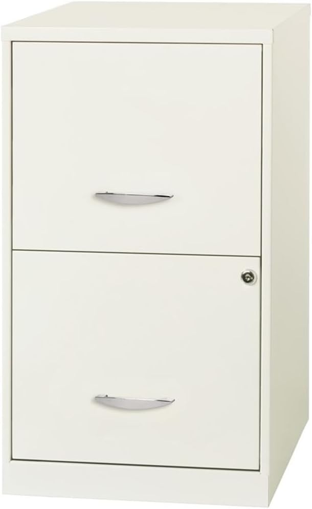 Scranton & Co Set of 2 18" D 2-Drawers Metal File Cabinet in Pearl White
