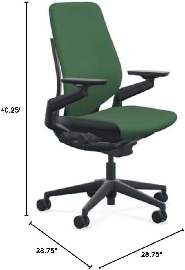 Steelcase Gesture Office Chair - Cogent: Connect Lizard Fabric, Medium Seat Height, Shell Back, Black on Black Frame, Lumbar Support, and Hard Floor Casters