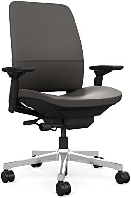 Steelcase Amia Task Chair: Black Frame/Polished Aluminum Base - 4 Way Adjustable Arms - Hard Floor Casters