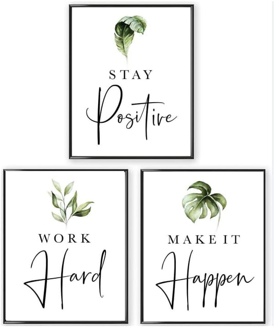 Inspirational Motivational Wall Art Decor 3-Piece Set - Home & Office Art for Women
