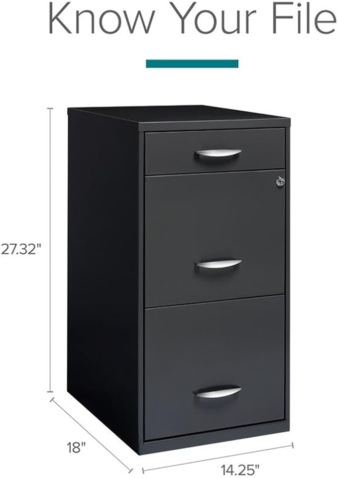 Pemberly Row Set of 5 Contemporary 3-Drawer Metal File Cabinet in Charcoal