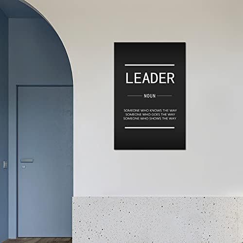 Motivational Canvas Wall Art Leader Noun Inspiring Canvas Prints Inspirational Leader Entrepreneur Quotes Painting Poster Print Artwork Office Decoration Frame Ready to Hang[24''W x 36''H]