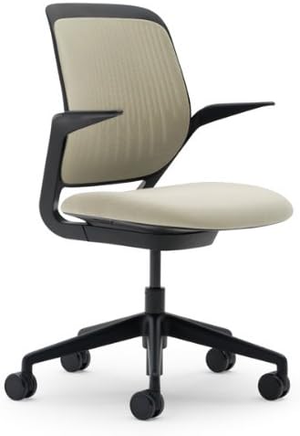 Steelcase Cobi Chair: Fixed Arms - Standard Carpet Casters - Cogent Malt Fabric