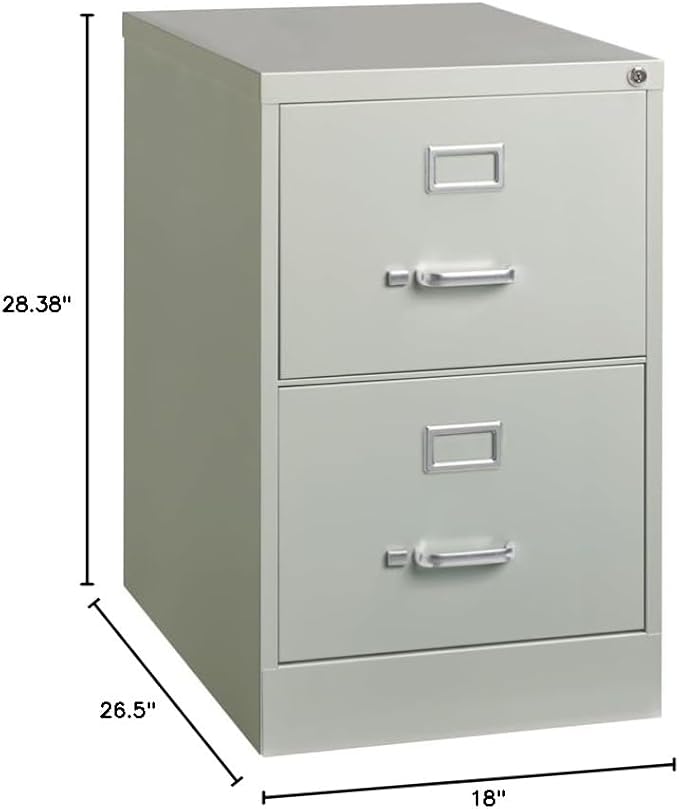 Pemberly Row 2 Drawers 28.38" Vertical Light Gray Metal Filing Cabinet Lockable Pre-Assembled Stationary Legal Size for Home, Office
