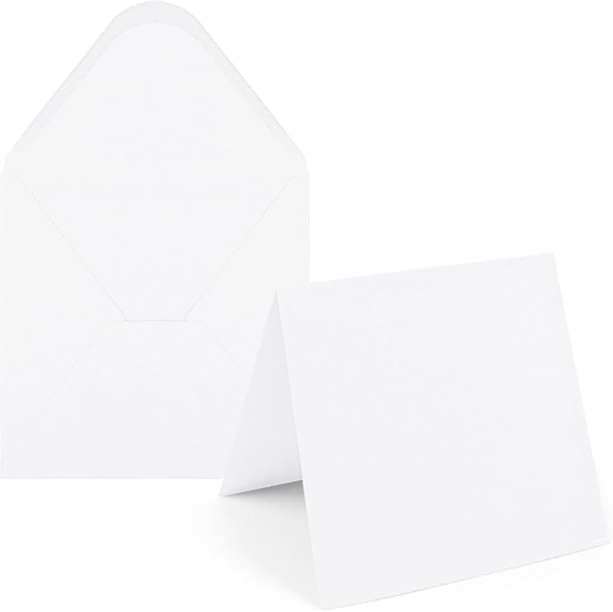 6X6 Bright White Cards and Envelopes Square Invitations 20PK 100 lb Thick White Card Stock for Card Making, Photo Cards, Embroidery