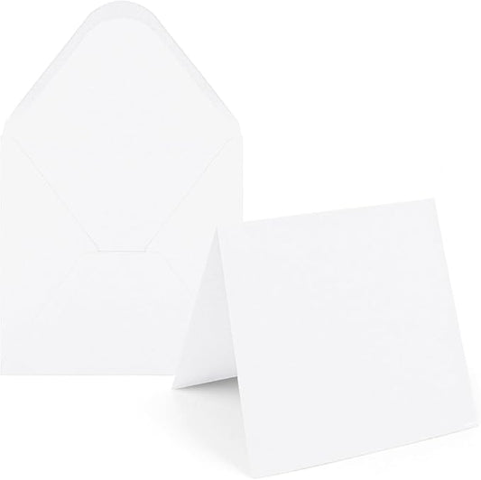 6X6 Bright White Cards and Envelopes Square Invitations 20PK 100 lb Thick White Card Stock for Card Making, Photo Cards, Embroidery